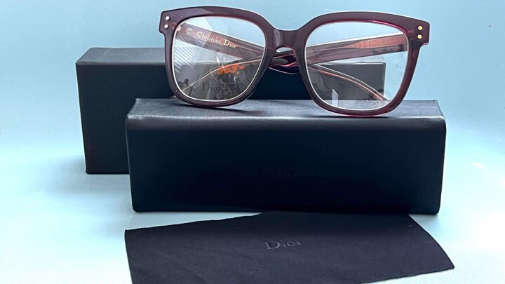 Christian Dior CD1 LHF Square Burgundy Frame Eyeglasses $650 NIB