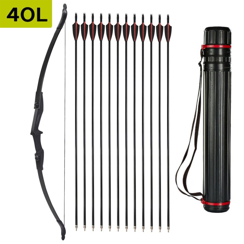 57 inch Takedown Recurve Bow Hunting OR/+12Pcs Arrow Set Archery Right ...