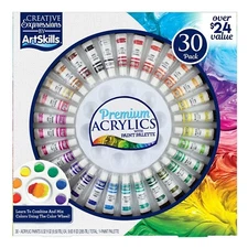 Creative Expressions by Artskills Premium Acrylic Paints 30Pk Includes Palette