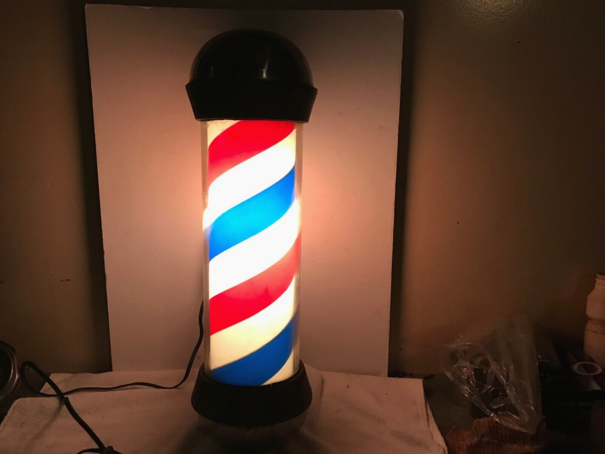 Antique KOKEN OUTDOORS BARBER POLE - ROTATING & LIGHTING WORKING