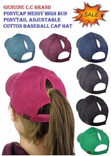 NEW! C.C Ponycap Messy High Bun Ponytail Adjustable Cotton Baseball CC Cap Hat