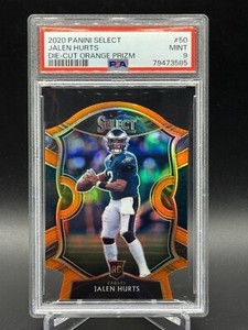 2020 Panini Select Jalen Hurts Die-Cut Orange Prizm RC #50 PSA 9 Eagles