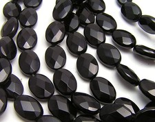 15.5" Strand BLACK ONYX 13x18mm Faceted Oval Beads