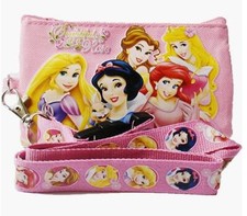 Disney Princess Lanyard ID Ticket Key Chain Badge Holder Wallet Light Pink 
