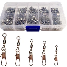 200pc Barrel Fishing Swivel Fishing Rolling Swivel Snap Connector Clip Tackle +B