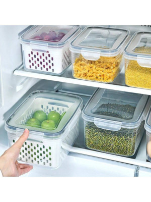 1 Set Doppelschichtige Drainage Aufbewahrungsbox FüR GemüSe Und Obst, Aus PP M