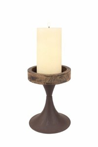 Rustic-Worn-Natural-Wood-and-Metal-Pedestal-Tray-Decorative-Pillar-Candle-Hold