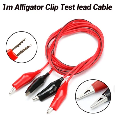 1m Double-Ended Crocodile Clips Red And Black Alligator Jumper Test Lead Probes