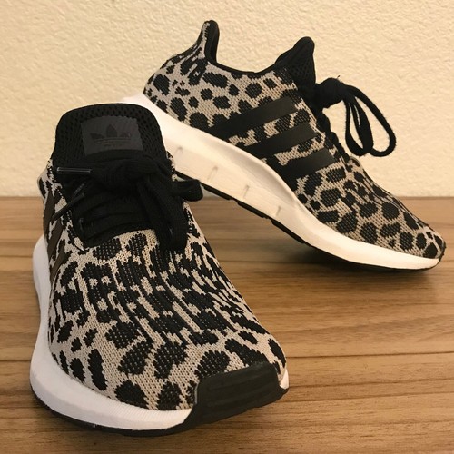 Adidas Womens Swift Run BD7962 Black Leopard Running Shoes Sneakers