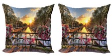 City Pillow Covers Pack of 2 Holland Urban Bikes and Canal