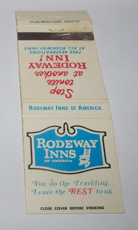 Matches Matchbook Cover Rodeway Inns of America Motel Hotel