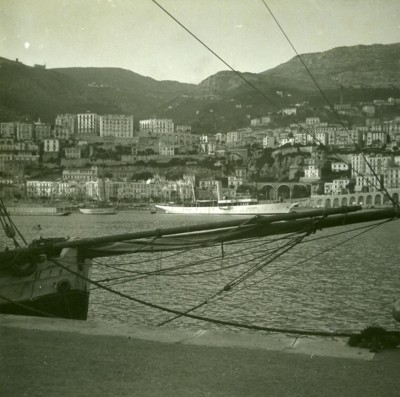 Blick auf den Kai von Monaco altes Amateur Stereo Foto Possemiers 1900