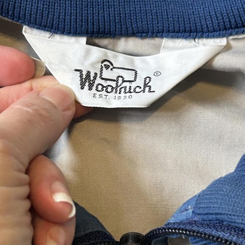 Vintage 80s Woolrich Quarter Zip Pullover Jacket Men's XL Grey Blue Nylon - Picture 2 of 8