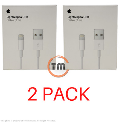 2 PACK Apple 2M (6.6') USB Type-A to Lightning Charging Cable A1510 (MD819AM/A) 