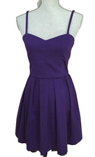 AQUA ~ Purple Cotton Sweetheart Fit & Flare Versatile Dress S NEW $78.