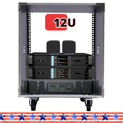 12U Cabinet Rolling Network Rack Audio Studio Video Telecom Equipment Rack Black