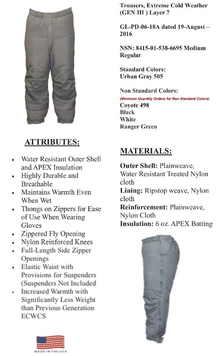 NEW* Authentic USGI GEN III Level 7 ECWCS Extreme Cold NEW* Authentic USGI GEN III Level 7 ECWCS Extreme Cold