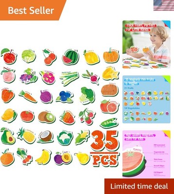 Vibrant 35 PCS Foam Fruit & Vegetable Magnets - Cute Learning Toy for Toddlers