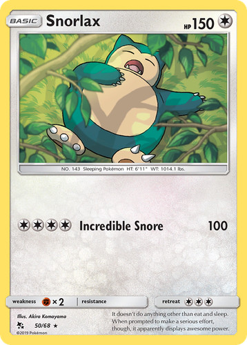 SNORLAX 50/68 R HIDDEN FATES POKEMON NM/M