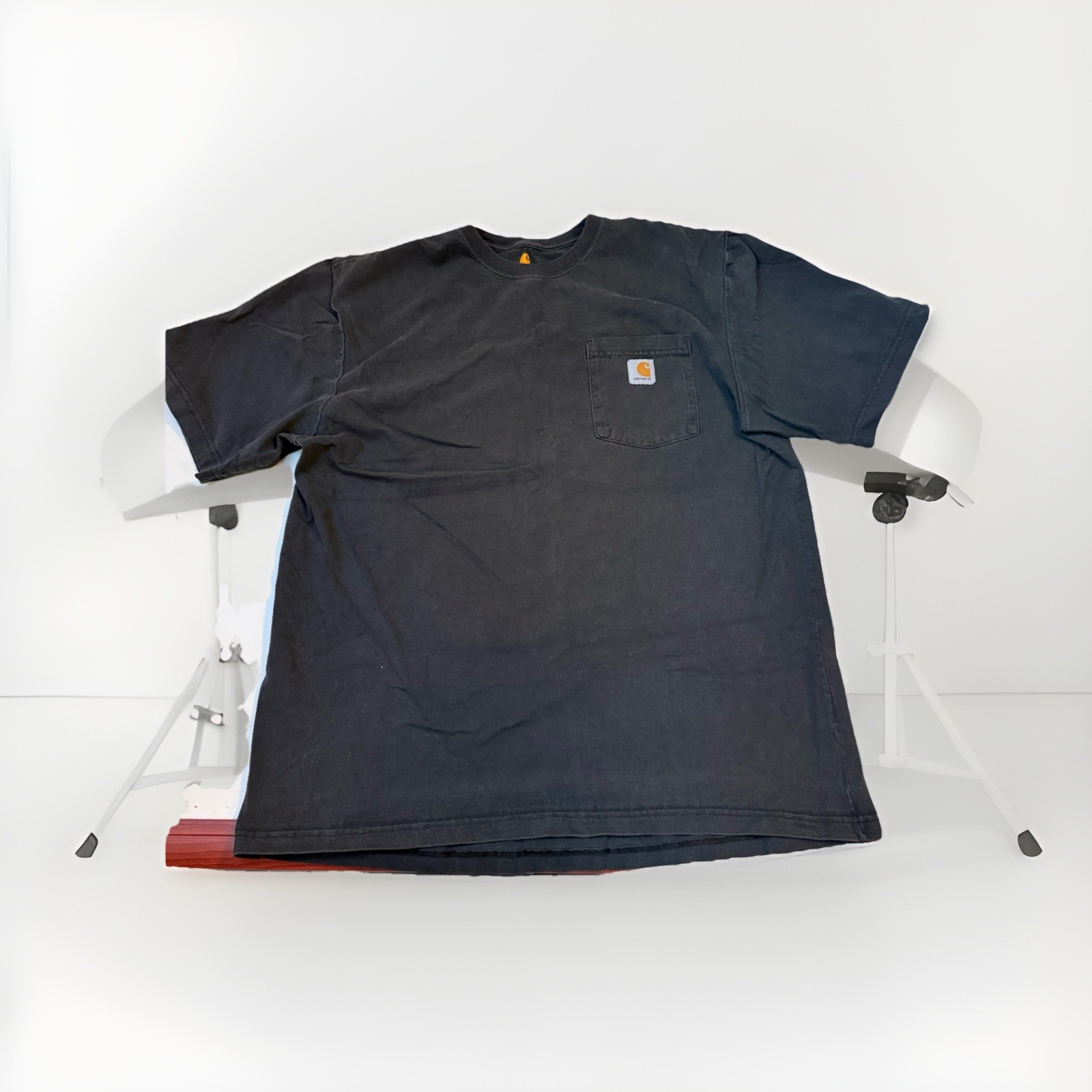 Carhartt Shirt Mens Large Black K87 Original Fit Heavyweight Pocket Workwear
