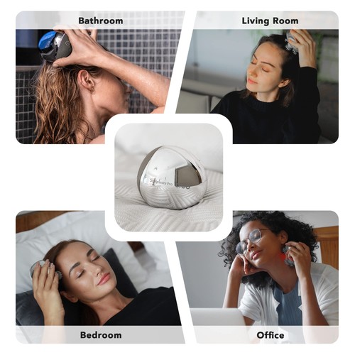 Mini masajeador de cuero cabelludo portátil - IPX7 impermeable recargable masajeador de cabeza para... - Imagen 7 de 9
