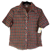 Deadstock Vintage 70s Disco Western Plaid Dagger Collar Button Shirt Medium