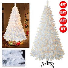 4-7FT Christmas Tree with LED Lights Artificial Tree Pine Bushy Holiday Xmas