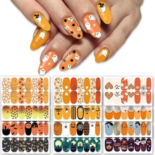 12 Sheets Halloween Nail Wraps Stickers, Spider Web Nail Polish Strips