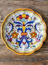 Italian Fima Deruta Ricco Floral Hand Painted Wall Plate 8”