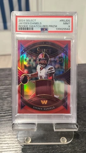 (PSA 9) Jayden Daniels 2024 Panini Select - Rookie Swatches #RS-JDS Red Prizm