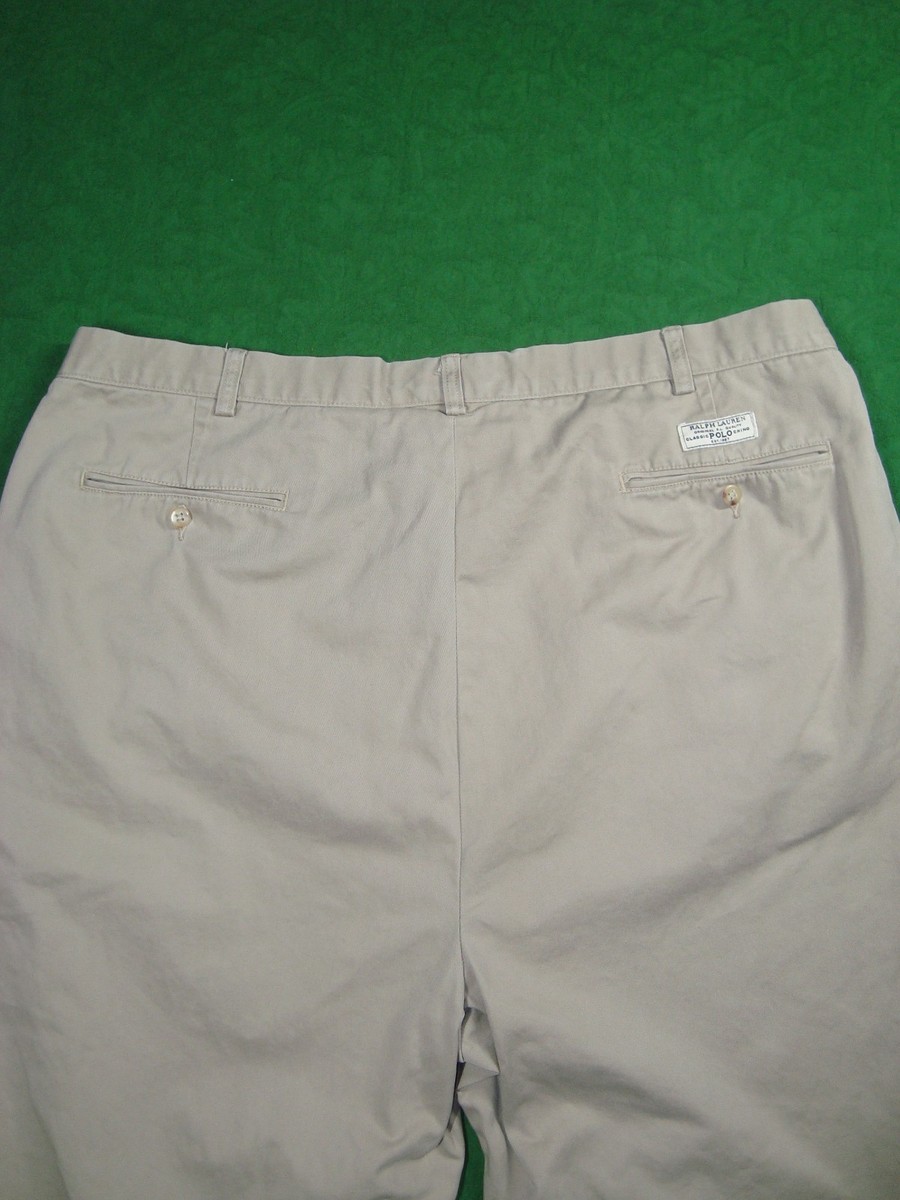Polo Ralph Lauren Andrew Pant Chinos Mens 44 B x 32 Pleated BIG Khaki Cotton * View 5