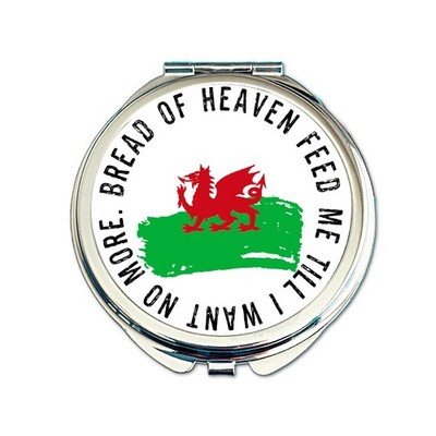 Wales Anthem Compact Mirror | ''Bread of Heaven'' Welsh Flag Design | Rugby Gift