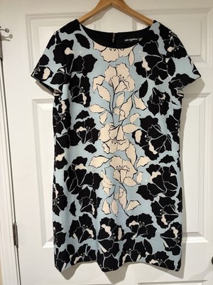 Karl Lagerfeld Paris Blue Flower Floral Short Sleeve Dress Women's Size 14