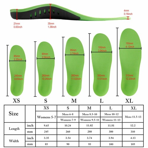 Orthotic Shoe Insoles Inserts Flat Feet High Arch Support For Plantar - Picture 2 of 17