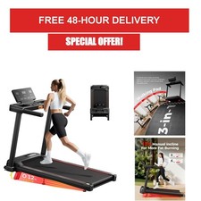 Abonow Folding Treadmill 12 Incline 3 HP 300 lb Home Walking Running