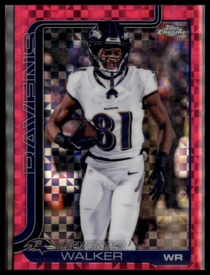 2025 Topps Chrome Devontez Walker #26 Hot Pink X-Fractor Baltimore Ravens