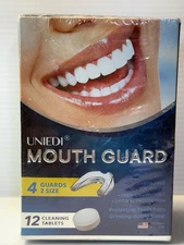 Sealed UNIEDI Mouth Guard for Teeth Grinding, Clenching Plus 12 Cleaning Tablets
