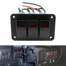 3 Gang Campervan Boat RV 12V/24V LED Red Light Lamp Toggle Rocker Switch Panel