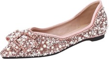 Women's Flats Comfortable Pointed Rhinestone Ballet for Women Sparkle...