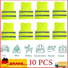 10x Warnwesten Unfallweste Neon Gelb Warnweste Sicherheits Weste KFZ AUTO Neu