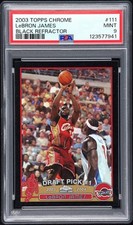 2003 Topps Chrome LeBron James Black Refractor /500 RC PSA 9