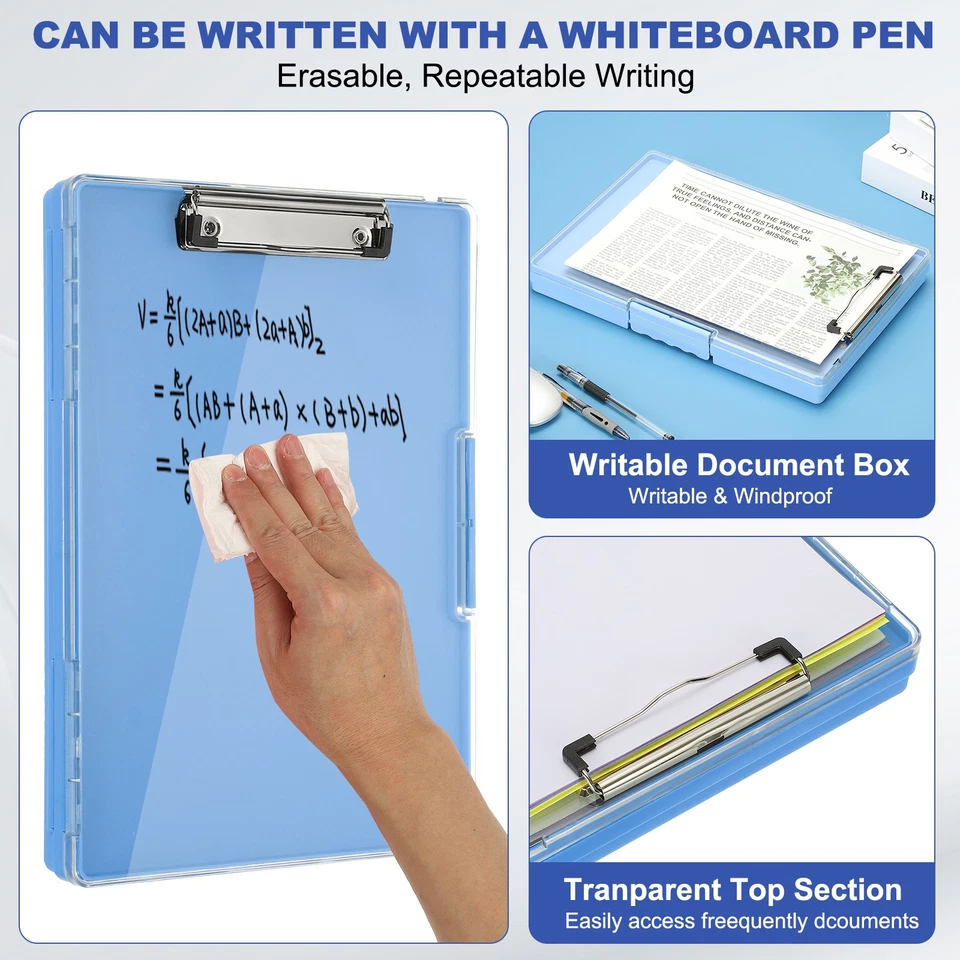 Clipboard with Storage 8.5x11 with Pen Holder A4 Legal Paper Folder, Azure Color Foto 3 de 4