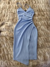 Pretty Little Thing Blue Midi Slit Body Con Dress Size 4