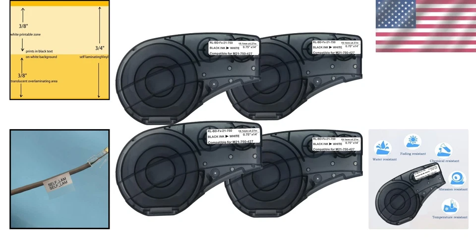 Cinta de etiquetas de vinilo translúcido M21-750-427 - Ideal para organización de cables y alambres Foto 2 de 4