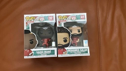 Funko Pop! Liverpool FC Mohamed Salah And Sadio Mane Lot Of 2 With Protectors