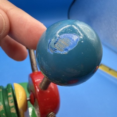Vintage Kouvalias Wooden Pull Toy Greece Colorful Spinning Bell
