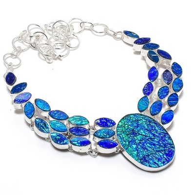 Triplett Opal Edelstein Handarbeit 925 Sterlingsilber Schmuck Halskette 18 Zoll