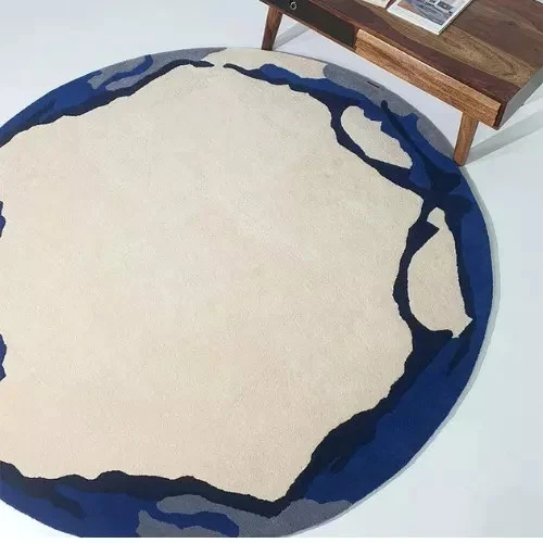 Round Rug Hand Tufted Wool Round Carpet Circle Rug 9x9, 10x10 for home decor rug - Image 3 of 4
