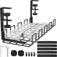 under Desk Cable Management Tray, L 15.7'' W 6.3'' No Drill Steel Desk Cable Org