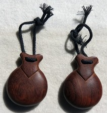 Pair of Vintage 1930's Hand Crafted Hardwood Castanets EX 